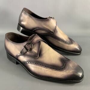 KLEIN EPSTEIN & PARKER Size 12 Grey White Distressed Patent Leather Loafers